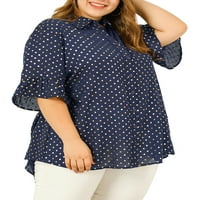 Jedinstvene ponude ženskog plus size ruffle majice kratkih rukava polka točkice šifonske vrhove