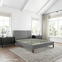 Moderni Essentials Barclay tapecirani krevet s tuftiranim platformama, kralj, svijetlo siva