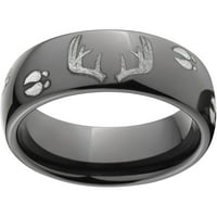 Polu krupni crni cirkonijev prsten s lasenim stalkom jelena i dizajnom staza