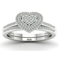 1 3CT TDW Diamond S sterling srebrni srčani oblik klastera Halo Bridal Set