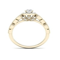 3 8CT TDW Diamond 10K žuti zlatni halo zaručnički prsten