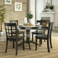 Drveni blagovaonski set od 5 komada, okrugli stol i stolice s naslonom prozora, hrast
