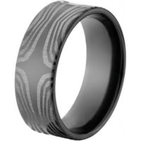 Ravni crni cirkonijev prsten s uzorkama s lasenim mokumeom