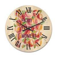 DesignArt 'Uživaj u svakom trenutku nad šarenim cvjetovima' tradicionalnim drvenim zidnim satom