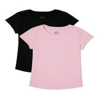 Wonder Nation Girls Kid Stuvrda majica za vrat posade, 2-pack, veličine 4- & Plus