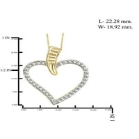 Jewelersclub Bijeli dijamantni naglasak 14K zlato preko srebrnog privjeska za srce, 18