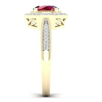 Imperijalni dragulj 10k žuto zlato okrugli rez rubin ct tw diamond halo ženski prsten