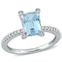 Miabella Ženska karat T.G.W. Nebesko plava Topaz Carat T.W. Dijamantni 10KT bijeli zlatni osmerokutni prsten
