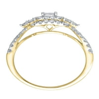 Carat T.W. Sjajnost fini nakit princeza izrezana dijamantni zaručnički prsten u 10kt žutom zlatu, veličina 8