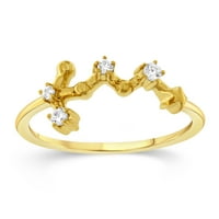 Drake CTTW Diamond Celestial Star Virgo Horoskop prsten za žene u veličini srebra od žutog pozlaćenog sterlinga