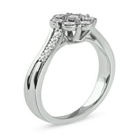 Ženski modni prsten od bijelog zlata 10k 14k s dijamantnim grozdom i cvijetom