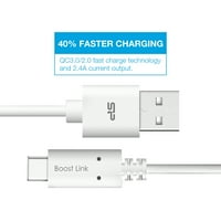 Silicijska snaga QC 3. USB Type-C u USB-A 2. Kabel za brzo punjenje, 3. FT, bijeli