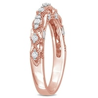 10k Vintage ružičasti zlatni prsten s bijelim safirom i dijamantnim naglaskom za žene