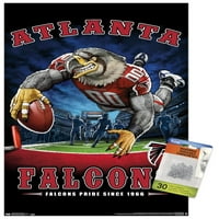 Atlanta Falcons - Zidni plakat krajnje zone s gurnutim igle, 14.725 22.375