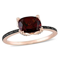 3- Carat T.G.W. Granat i crni dijamantni ružini koktel prsten od 10KT