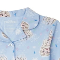 Disney Frozen Girls Button-up pidžama klasični dvodijelni set, veličine 4-10