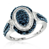Jewelersclub 0. Sterling Silver 1. Karata plava i bijela dijamantna prstena za žene