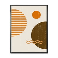 Dizajnerska umjetnost apstraktni minimalistički mjesec i Sunce u zemljanim tonovima Moderni uokvireni zidni otisak