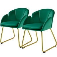 Mart baršunasti stolica s zlatnim metalnim nogama za kuhinju spavaće sobe u dnevnoj sobi, zelena