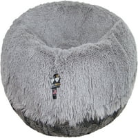 Luksuzni krevet za pse Bessie i Barnie Sibirski sivi Arktički pečat s dodatnim plišanim krznombagel za kućne pse