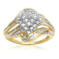 Modni dijamantni prsten od 10 karatnog žutog zlata