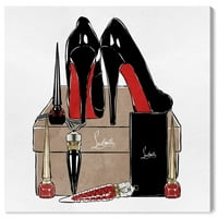 Wynwood Studio Fashion and Glam Wall Art Canvas Otisci za cipele visoke pete - crna, crvena