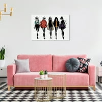 Wynwood Studio Canvas Girl Line Up Rainbow Fashion i Glam Runway Wall Art Canvas Print Black 36x24