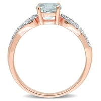 Ženski prsten za obljetnicu s 10k dijamantnim dijamantom od 10k akvamarina