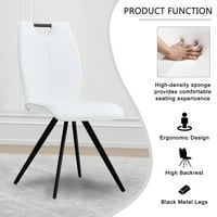 Blagovaonske stolice od PU kože stolice za blagovaonicu s metalnom nogom set od 2 komada bijela
