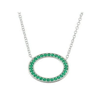 Simulirana Smaragdna srebrna ogrlica s otvorenim krugom, 18