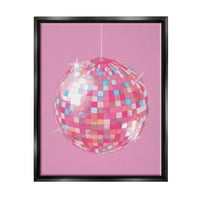 Stupell Industries Pink Disco Ball Groovy uzorak ljepota i modno slikanje crni plutač uokviren umjetnički print