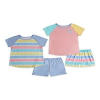 Wonder Nation Girls Top i kratki set za spavanje s četverodijelnim rukavima, veličine 4- i plus