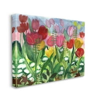 Stupell Industries Bujni proljetni proljetni tulipani cvjetajući cvjetni livada za slikanje galerija omotana platna