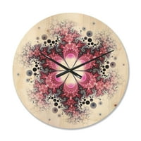 DesignArt 'Fraktalni uzorak cvijeta ljubičaste boje' Moderni drveni zidni sat