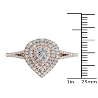 Imperial 1 2CT TDW Diamond 14K ružičasti zlatni oblik kruške klastera Halo zaručnički prsten
