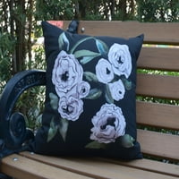 Jednostavno Daisy, 16 16 zračenje ruža crni cvjetni cvjetni print ukrasni jastuk za bacanje na otvorenom
