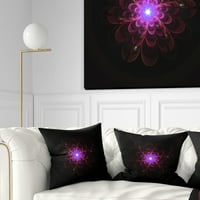 Dizajnirati blistavi fraktalni cvijet ružičasti na crnoj - cvjetni jastuk za bacanje - 16x16