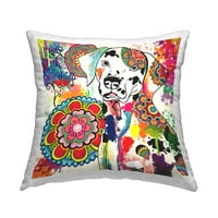 Stupell Industries Bold Mandala Dalmatian Dog Square Dekorativni tiskani jastuk za bacanje, 18