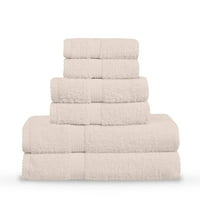 Utica set luksuznih ručnika s 6 komada, ručnike za ručnike za ručnike za ručnike - GSM prstena Swined Pamuk