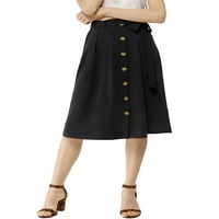 Jedinstvene ponude ženskog gumba prednji visoki pojas pojas midi a-line suknja