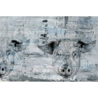 Plave svinje slikati ispis na omotanom platnu