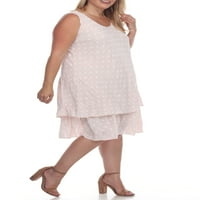Ženska mini haljina na više razina s naramenicama u točkicama veličine plus