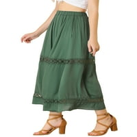 Jedinstveni prijedlozi Ženska Maksi suknja A kroja s umetkom od čipke i elastičnim pojasom