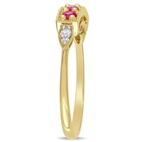 Miabella Ženska karat T.G.W. Stvoren rubin i dijamantni naglasak 10kt žuto zlato polu-uvjetni prsten